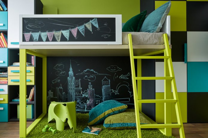 light green and turquoise in the children's room