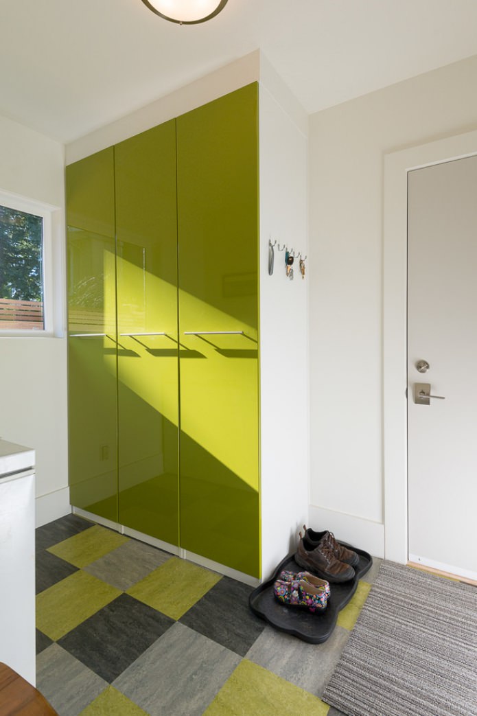 wardrobe with salad-green facades