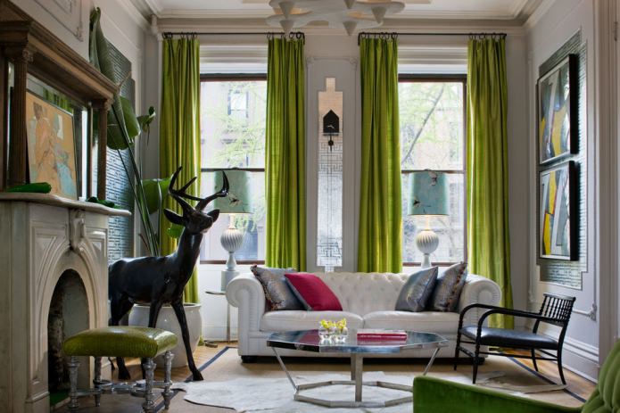 light green curtains