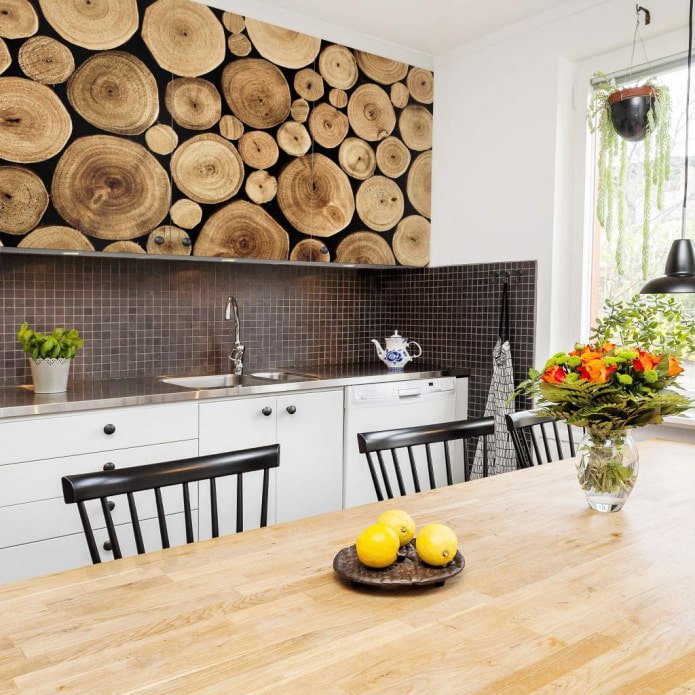 photo wallpaper for the facade of the kitchen unit