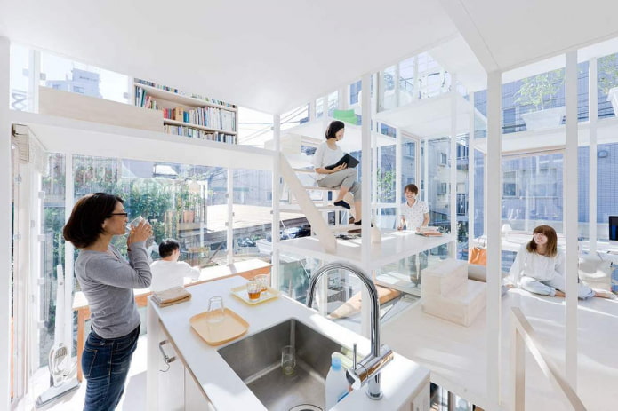 transparent house in Tokyo view from the inside