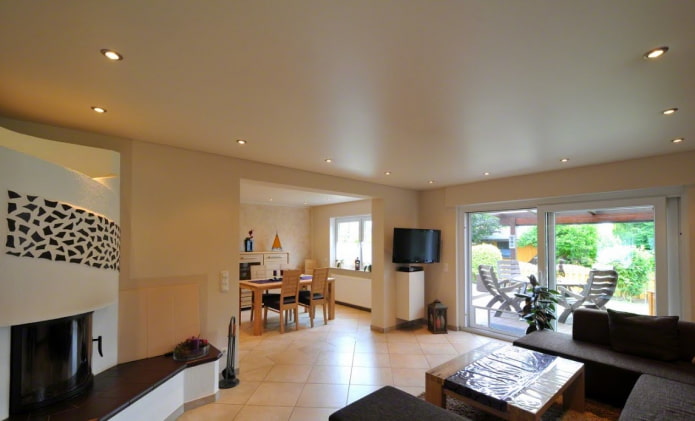 beige satin stretch ceiling