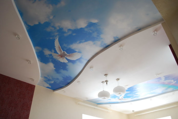 satin stretch ceiling with photo printing
