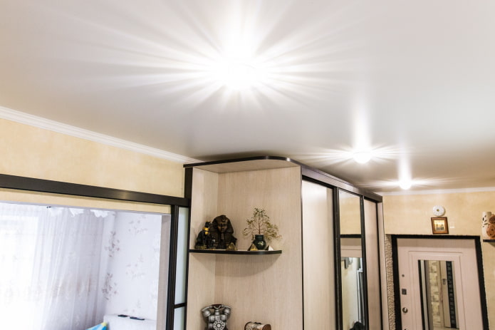 satin ceiling in hallway interior
