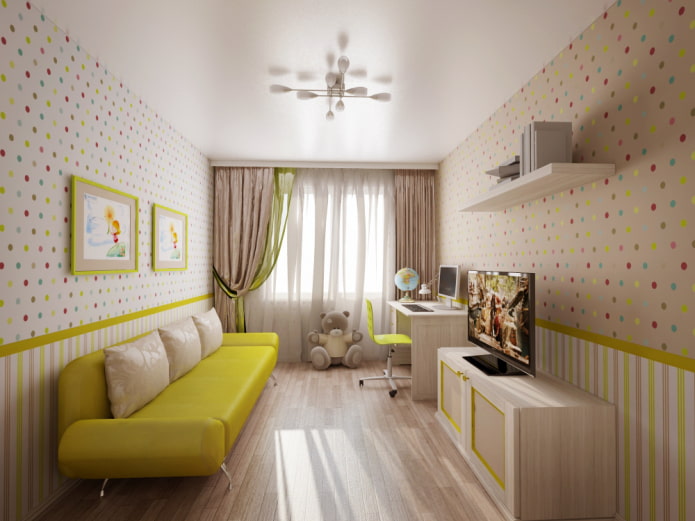 satin stretch fabric in the interior of a children's room