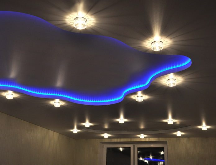 satin stretch fabric with contour lighting