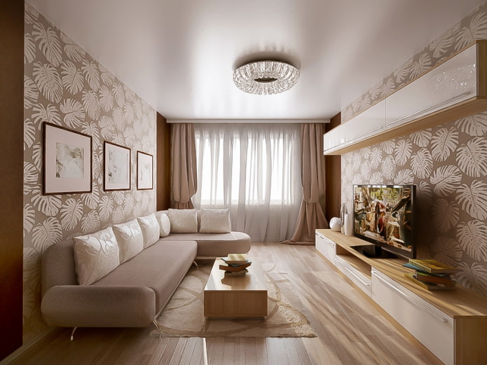 white satin ceiling in the living room
