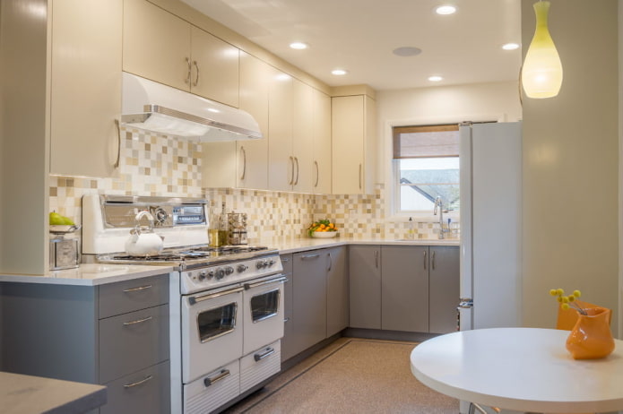 kitchen interior in gray-beige tones