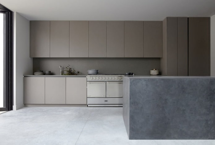kitchen interior in gray-brown tones
