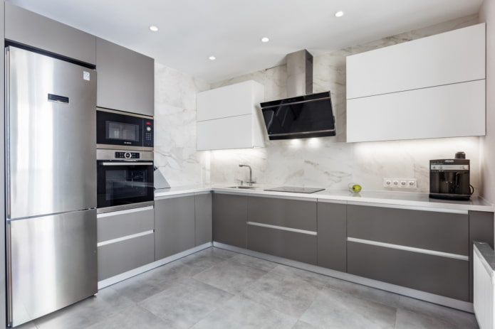 kitchen interior in light gray tones