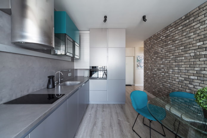 finishing in the kitchen interior in gray tones