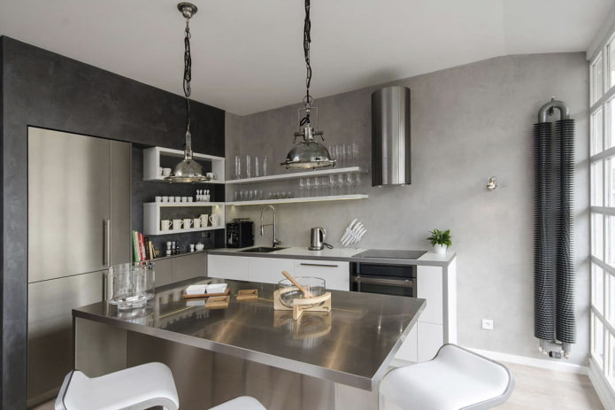 kitchen interior decoration in gray tones