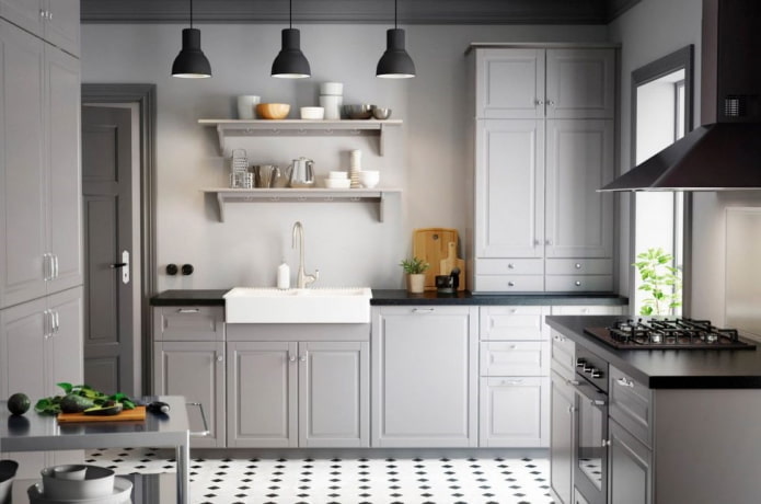 kitchen interior in monochrome tones