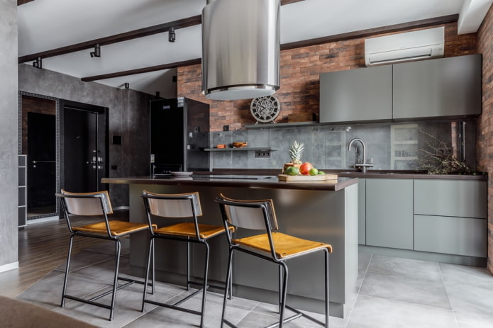 kitchen interior decoration in gray tones