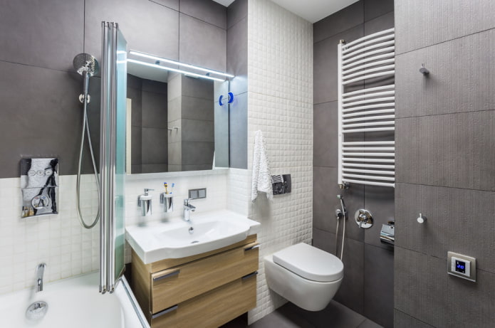 bathroom interior in white and gray tones