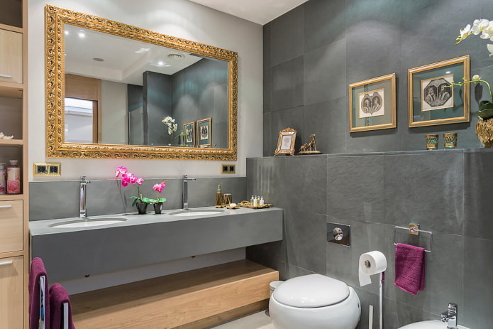 bathroom design in gray tones