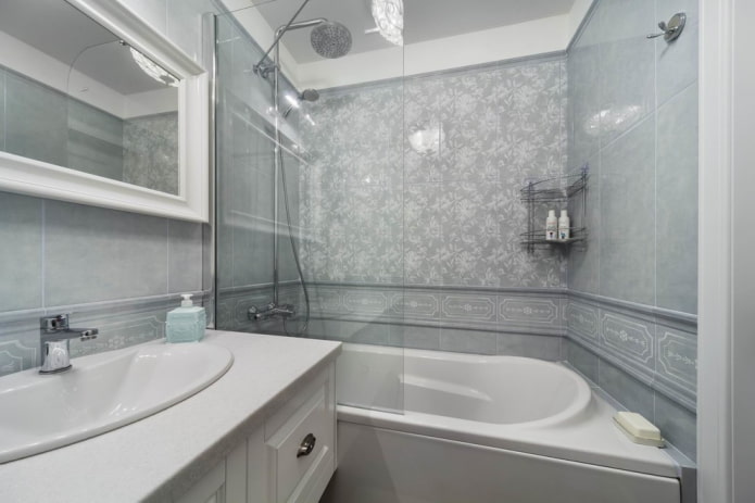 small bathroom design in gray tones