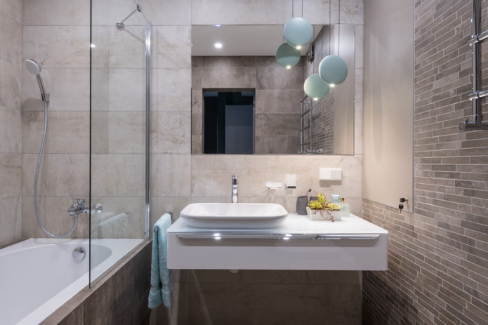 small bathroom design in gray tones