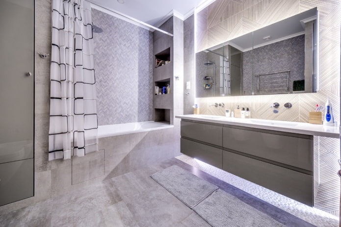 bathroom design in gray tones