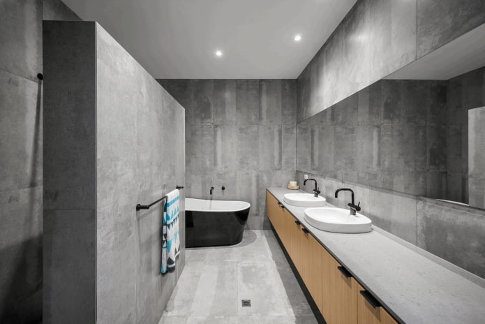 gray bathroom interior in minimalist style