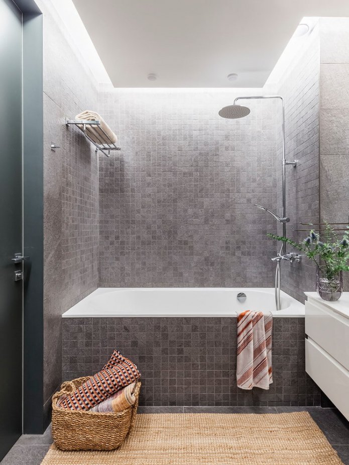 gray tiles on the wall