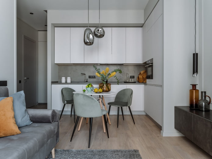 several interesting shades of gray in kitchen upholstered furniture and sofa cushions