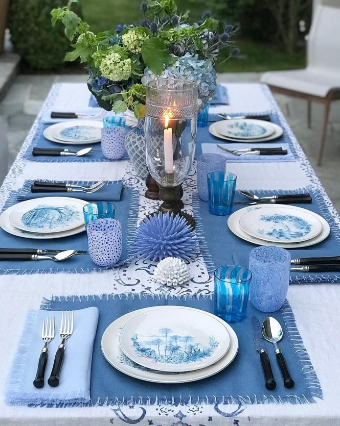 festive table setting outdoors