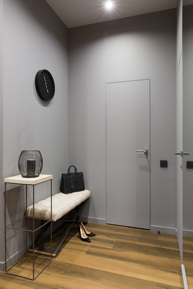 gray door in the hallway