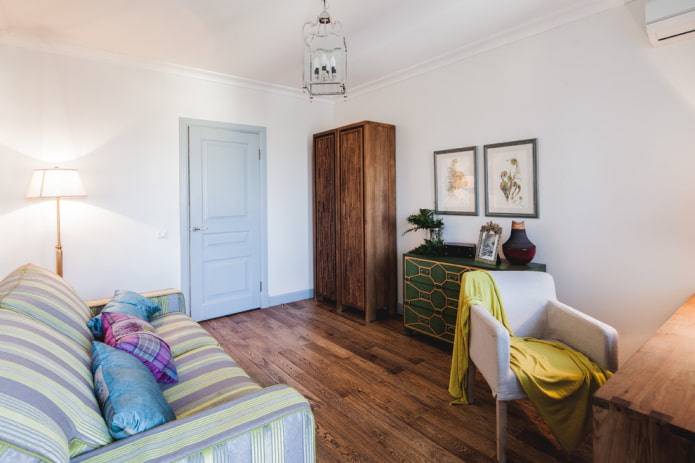 gray-blue door in the living room