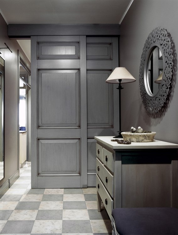 gray sliding doors in the interior