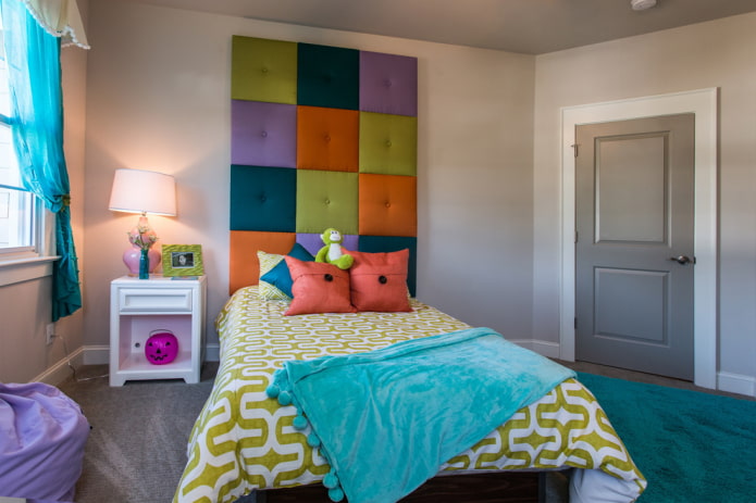 gray door with a white trim in a children's room