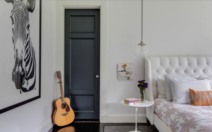 dark gray door in the bedroom