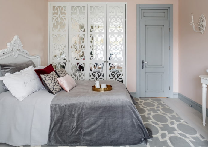 gray door in combination with walls in the interior