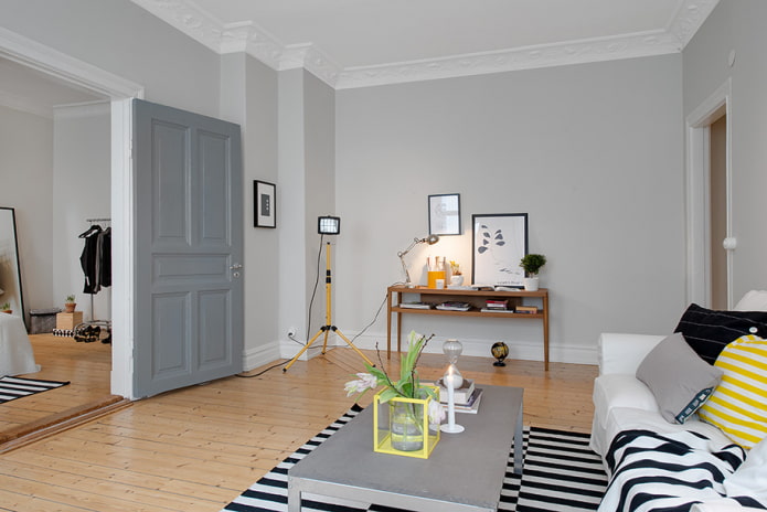 gray door in Scandinavian style