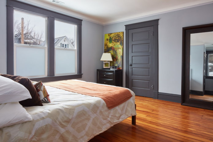 gray door in combination with walls in the interior