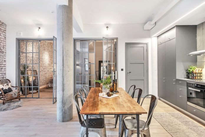 gray doors in the loft style
