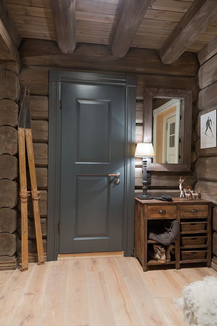 gray door in chalet style