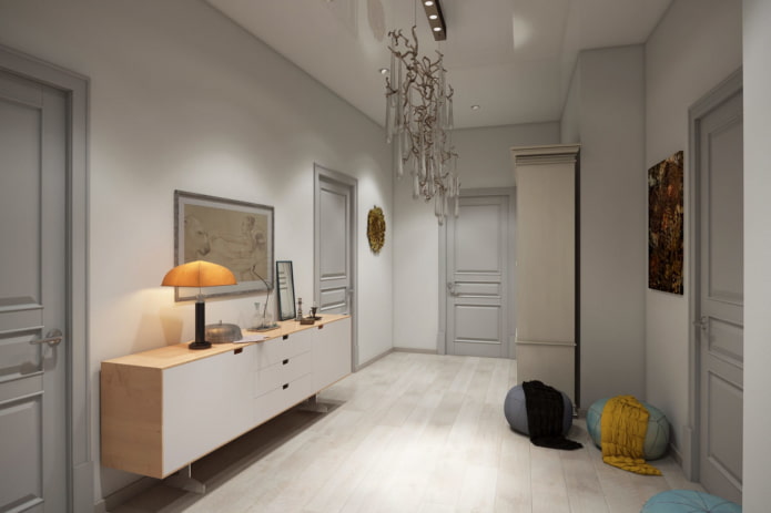 white and gray doors in the hallway