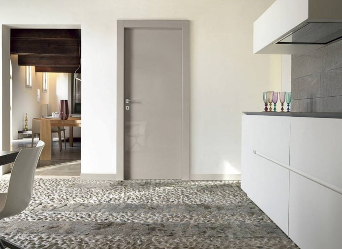 glossy gray door in the interior