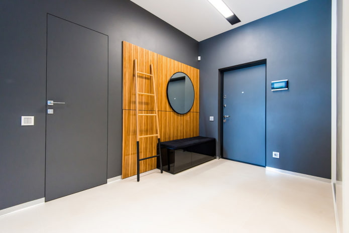 gray doors with white floor in the interior