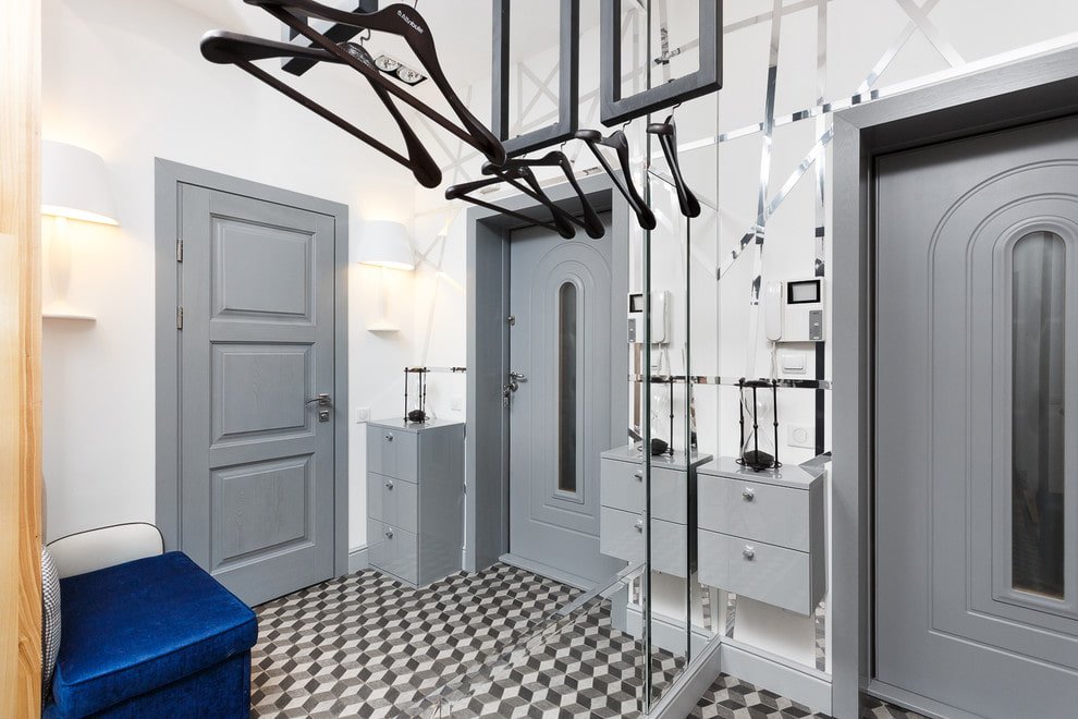 Gray doors in the interior