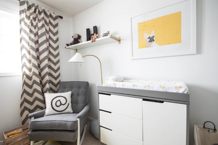 gray curtains with a zigzag pattern