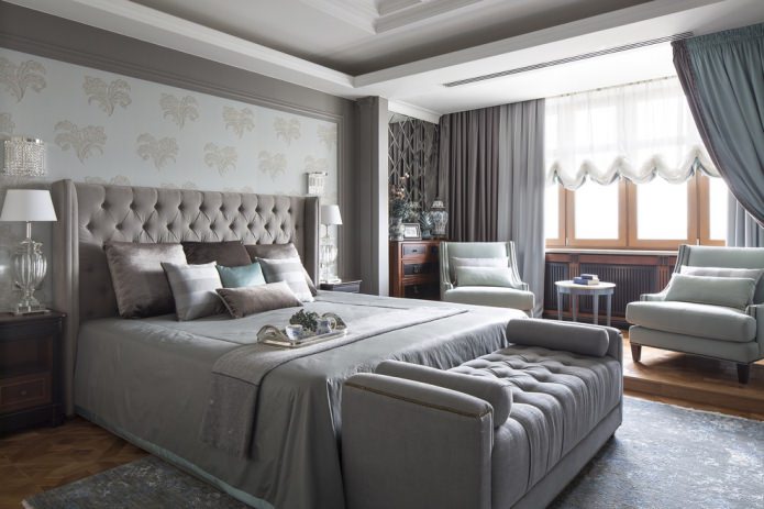 gray curtains in the bedroom