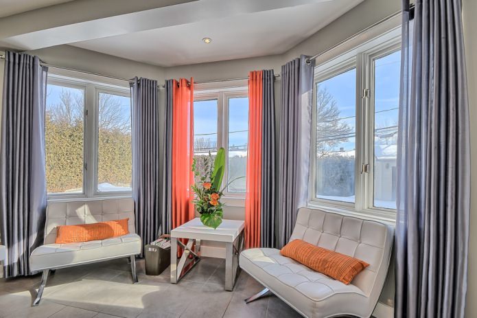 Gray-orange curtains