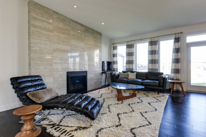 Gray curtains in stripes