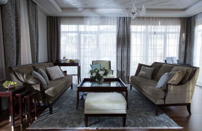 gray curtains with a pattern