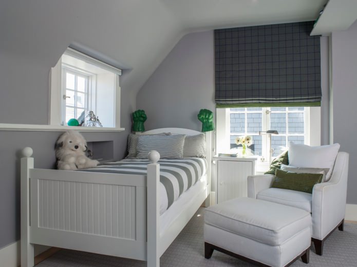 Gray curtains in checks