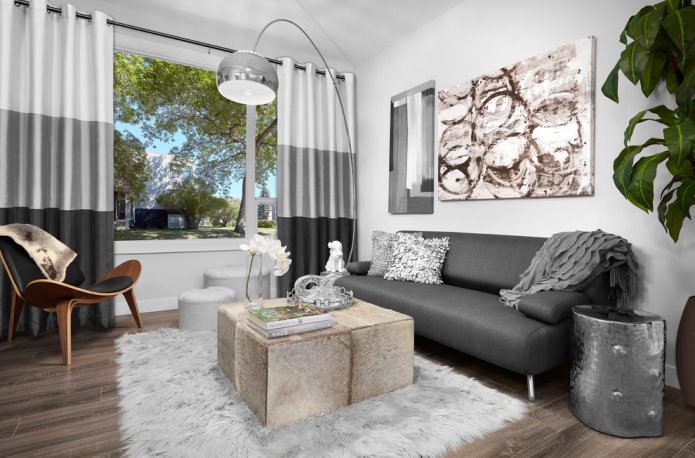gray curtains in the living room