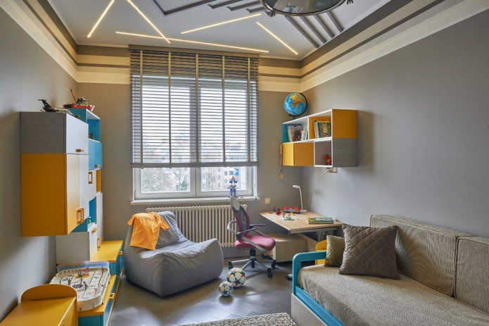 gray children's room interior design