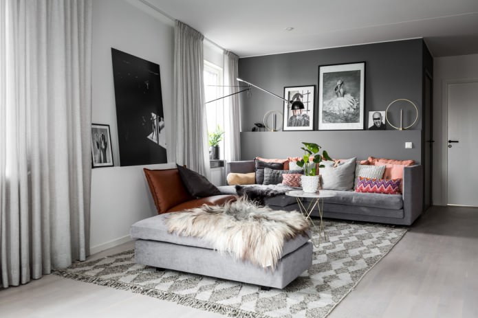 gray walls in Scandinavian style